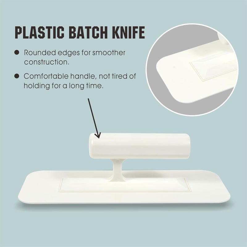 Hanroy Plastic Trowel with Comfortable Grip Handle, Includes 3.6" x 9.4'' White Finishing Trowels, Lightweight Mounting, Round End, Suitable for Scrape,Plastering and Paint Walls(D2209A) - Image 3